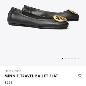 Tory Burch Women’s Minnie Travel Ballet Flats in black, size 5